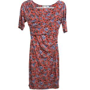 Boden Red and Blue Floral Midi Dress
